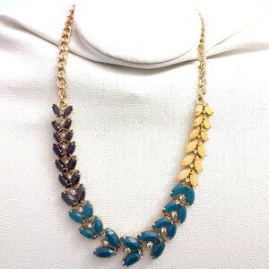 Kate Spade Black Green Yellow Gold Tone Rhinestone Collar Necklace 17"